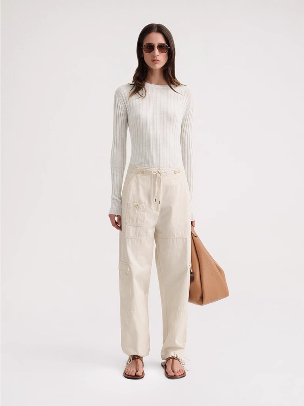 Toteme Cream Drawstring Cargo Pants